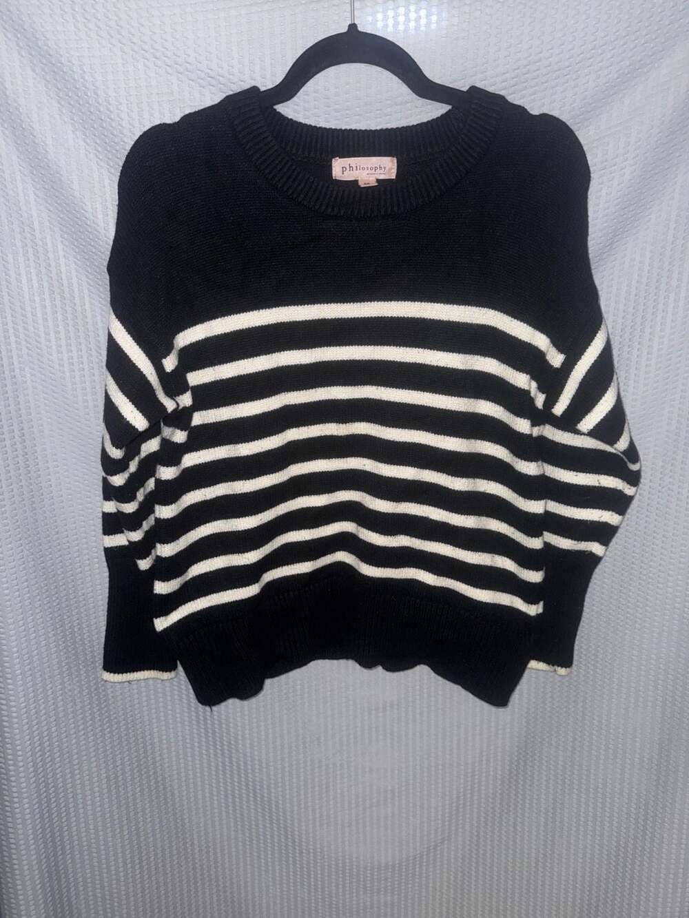 Philosophy Republic Clothing Black and White Striped Long Sleeve Sweater Size Sm